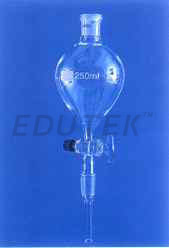 SEPARATING FUNNEL, PEAR SHAPE WITH SOCKET & STOPPER, GLASS STOPCOCK, STEM WITH CONE